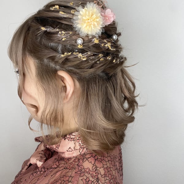 ボブ ハーフアップ