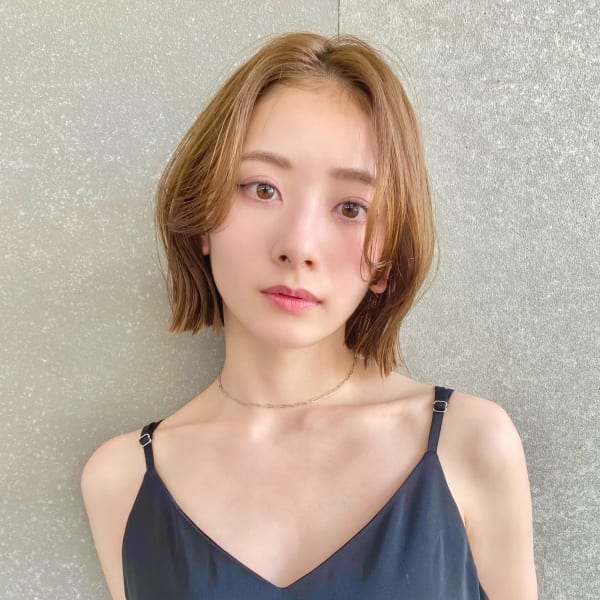 韓国風切りっぱなしボブ レイヤー 仙台 前髪 顔まわり|Reve by Lond
