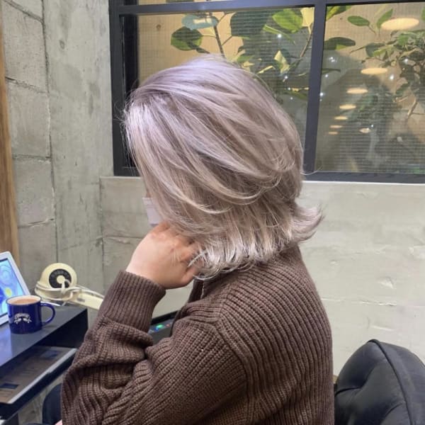 切りっぱなしボブ エアリーロング 美髪 ピンクブラウン