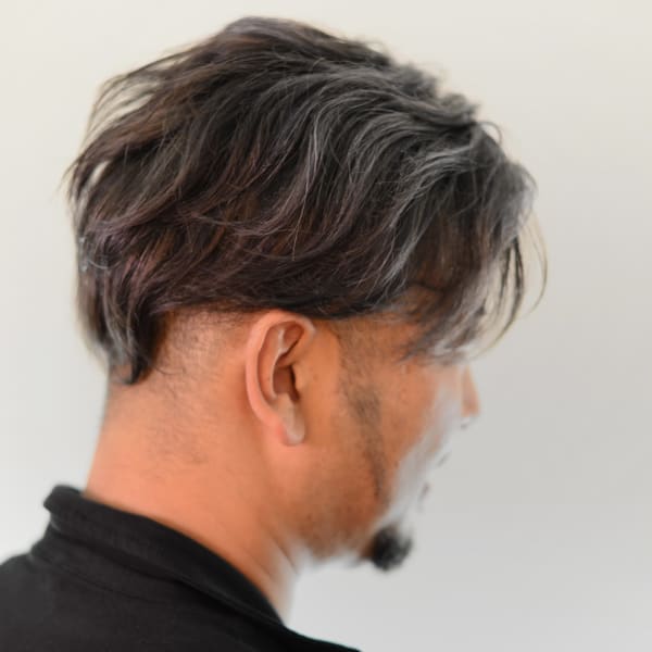 ハイライト×シルバー×2ブロックアシンメトリー|アフロディーテ 泉中央店