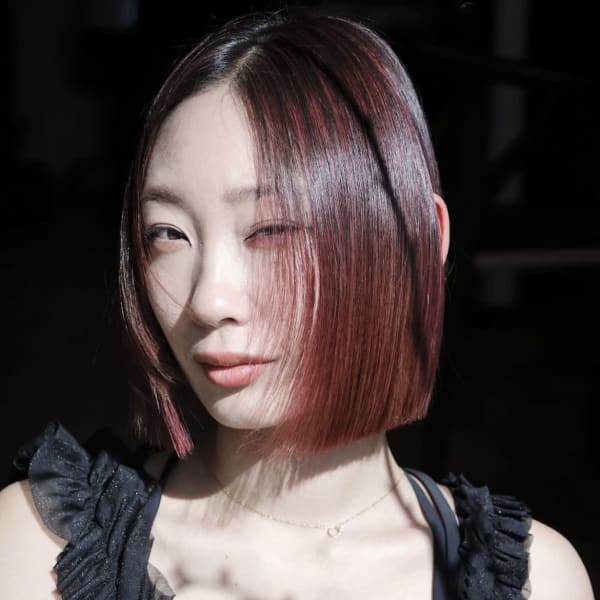 ピンクグラデーションブリーチハイライト髪質改善トリートメント