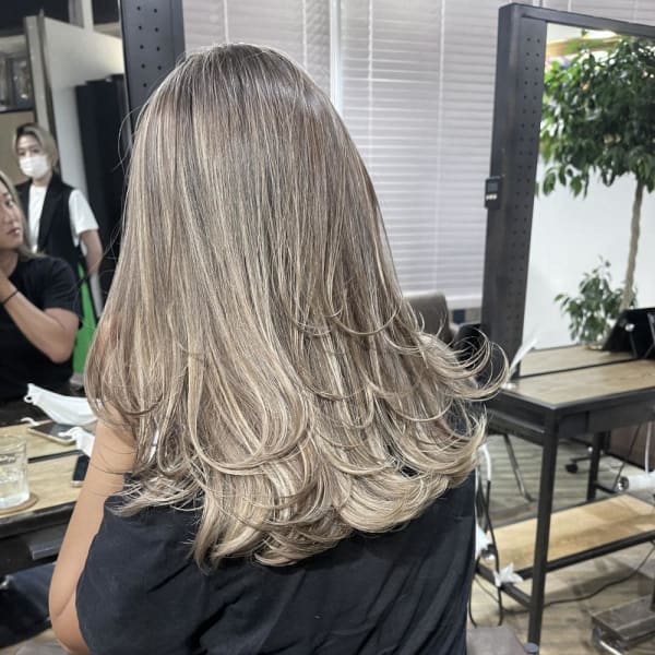 切りっぱなしボブ エアリーロング 美髪 ピンクブラウン