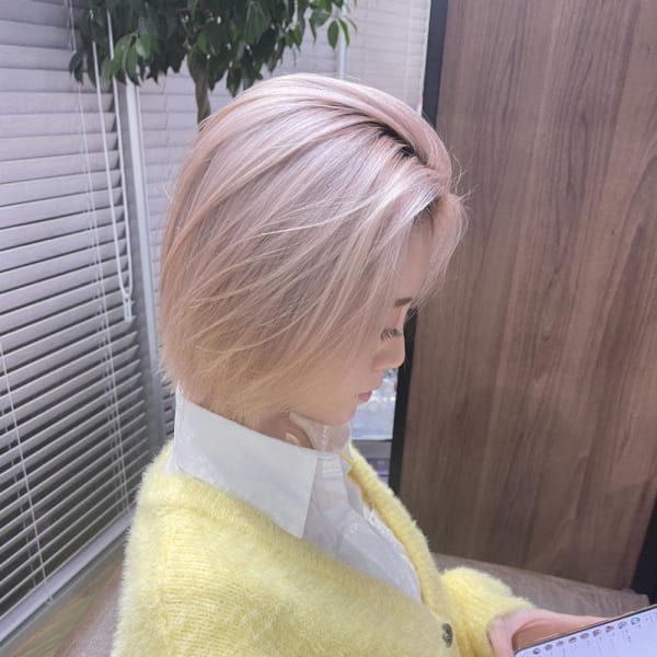 切りっぱなしボブ エアリーロング 美髪 ピンクブラウン