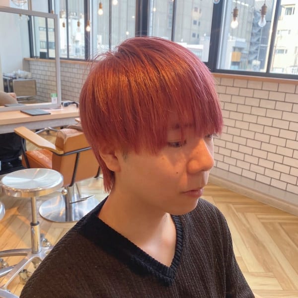 （コーラルピンク：前上がりマッシュ）