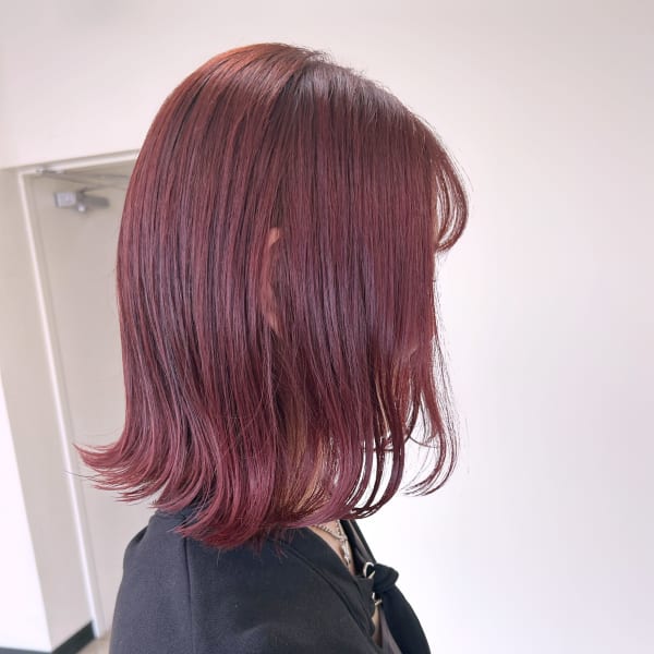 暖色カラー/チェリーレッド/外ハネボブ|Eleanor 自由が丘店