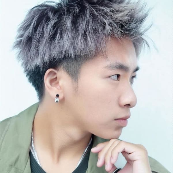 北九州メンズショートヘアアッシュグレイ