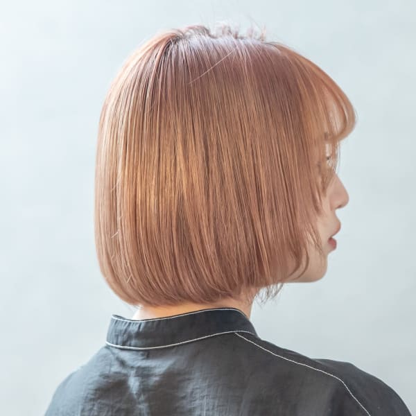 ベージュピンク×内巻きボブ|hairs加古川平野店