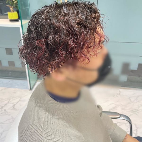 プードルパーマ×グラデーションカラー