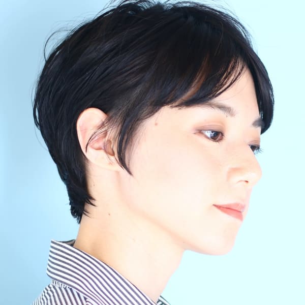 小顔美髪シアーカラーカールショートセミディ姫カット