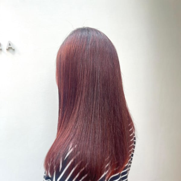 黒髪/グレーベージュ/レイヤーロング/前髪パーマ/仙台