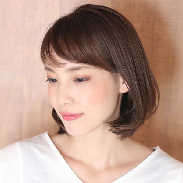 小顔美髪シアーカラーカールショートセミディ姫カット