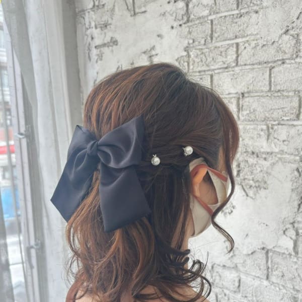 大人可愛い◎グレージュ上品ハーフアップウェーブヘア