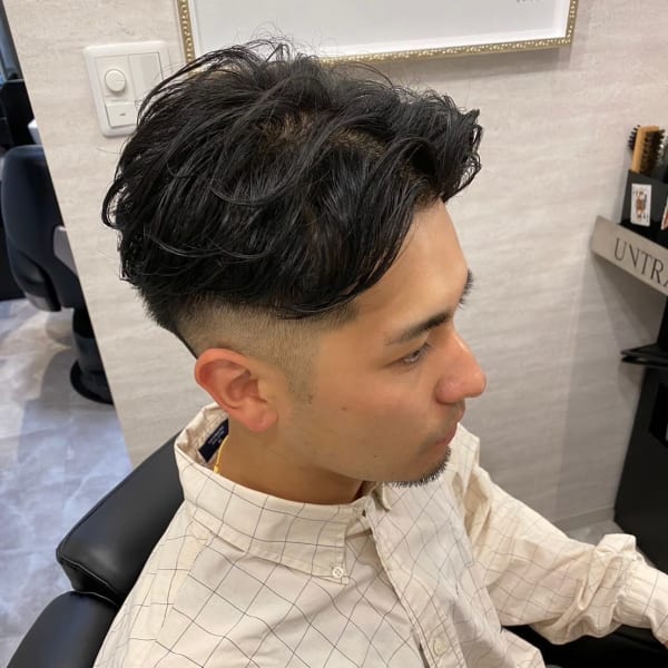 フェード×七三×リバースパーマ|UNTRACE－BARBER SHOP－