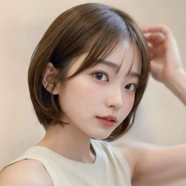 大人美人ショート×グレージュ