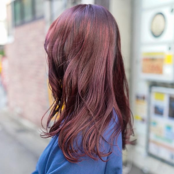 ロング×ワインレッドカラー