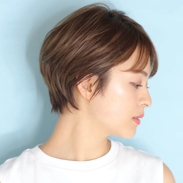 40代50代似合わせ小顔美髪シアーカラーカールショート