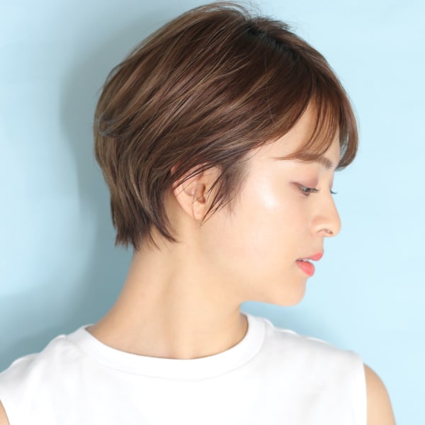 40代50代似合わせ小顔美髪シアーカラーカールショート