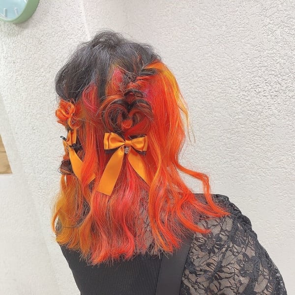 オレンジインナーカラー成増地下鉄成増大山