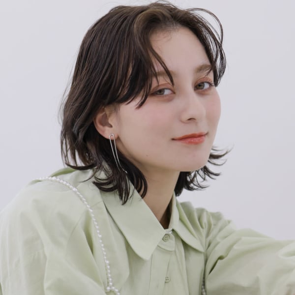 【tetote三宮】アッシュブラック/くびれセミディ/前髪パ