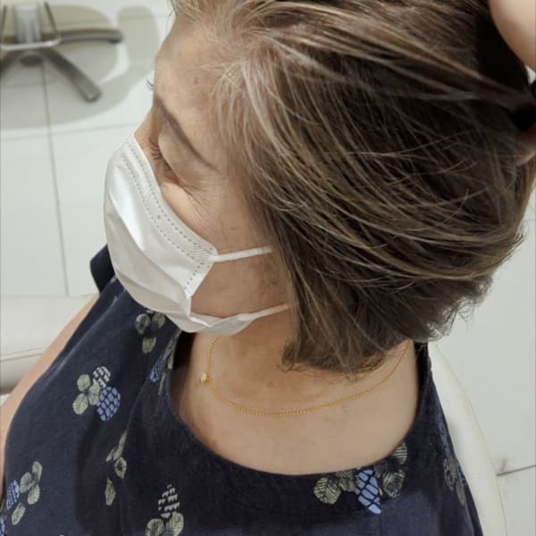 顔周りの白髪を活かした《魅せるグレイヘア》【我孫子】
