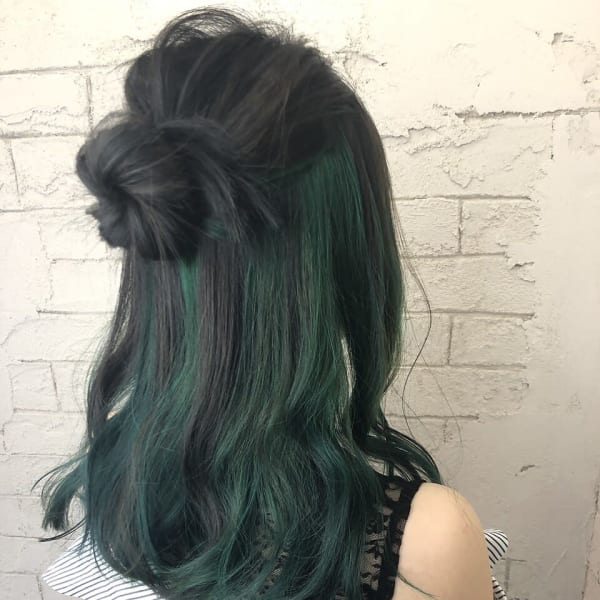 グリーンインナーカラーハーフアップ成増地下鉄成増大山