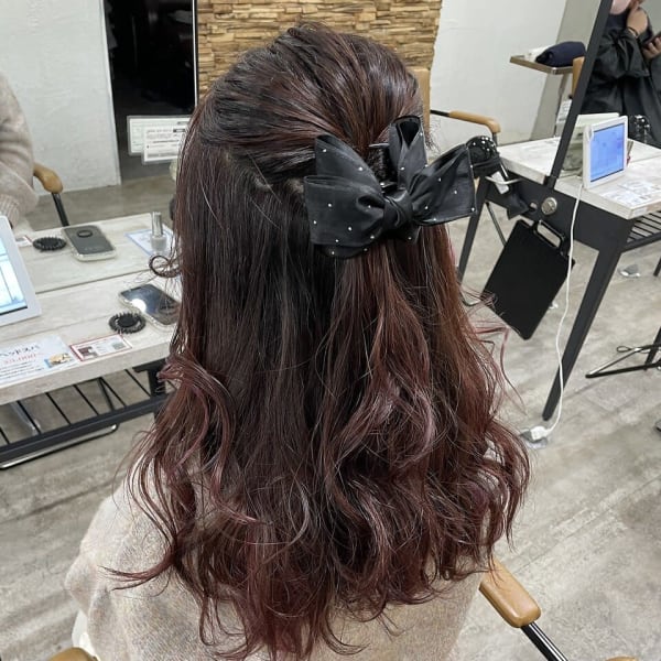 ハーフアップピンクカラー成増地下鉄成増大山