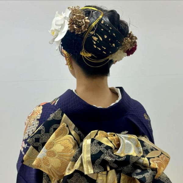 cropes辻堂谷川 成人式アップ 水引×艶ヘアセット