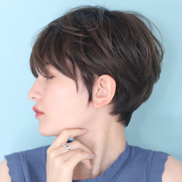 40代50代似合わせ小顔美髪シアーカラーカールショート