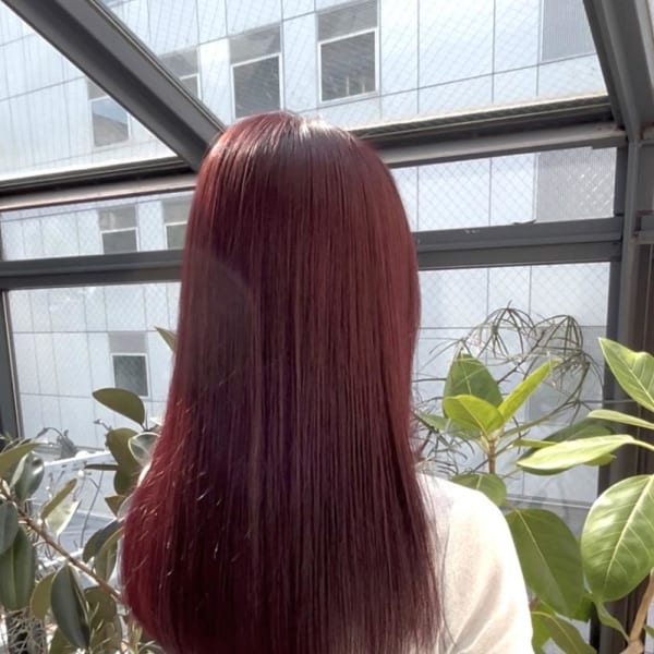 黒髪/グレーベージュ/レイヤーロング/前髪パーマ/仙台