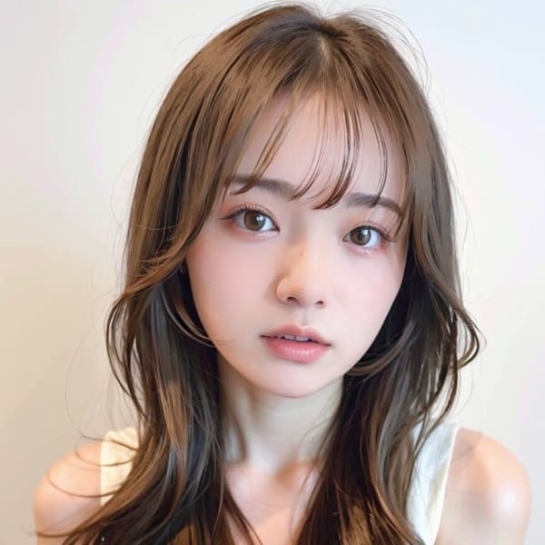 大人可愛い☆小顔オレンジベージュくびれセミディ