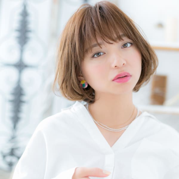 ラフニュアンスバレイヤージュくせ毛風ボブ ボブパーマ