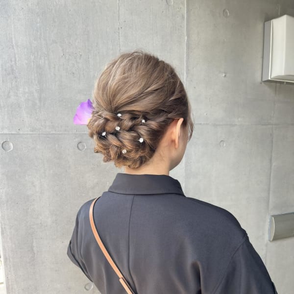 ヘアセット　ヘアアレンジ　結婚式ヘア　ハーフアップ