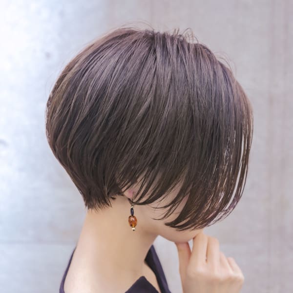 大人ショートボブ丸みショートカットマッシュショート前髪あり