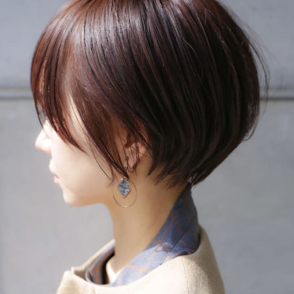 大人ショートボブ丸みショートカットマッシュショート前髪あり