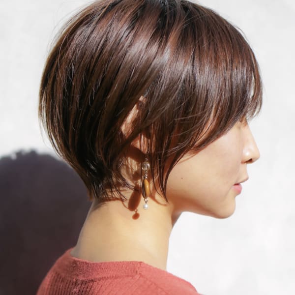 大人ショートボブ丸みショートカットマッシュショート前髪あり