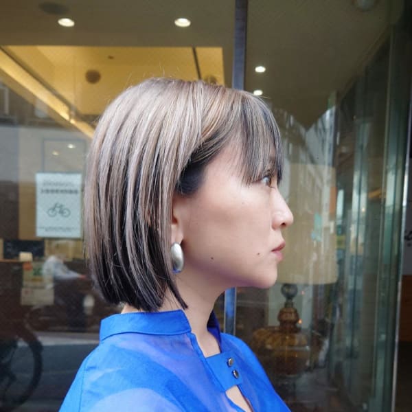 大人可愛い大人美人立体カットインナーカラー透け感