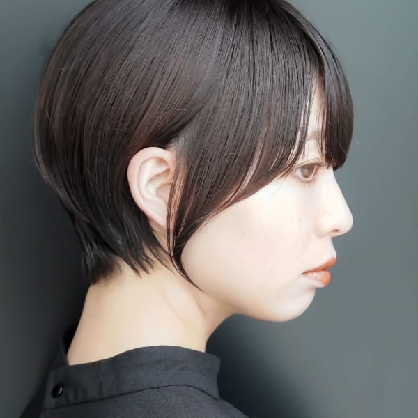 大人ショートボブ丸みショートカットマッシュショート前髪あり