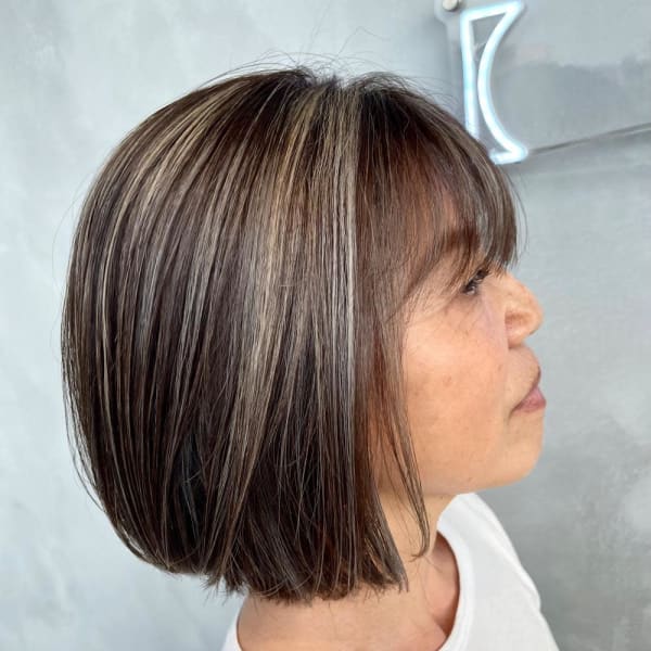 上品ハイライト/白髪ぼかしハイライト/グレージュ/ベージュ