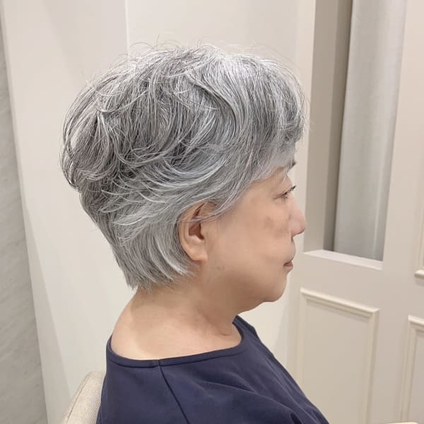 ゆるふわパーマ大人ショート 40代/50代/60代/70代