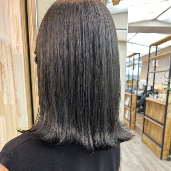 韓国風タッセルボブ艶髪グレージュ髪質改善トリートメント渋谷