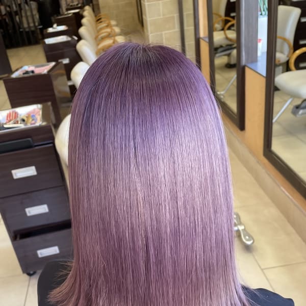 切りっぱなし外ハネ×ピンクラベンダー|tip・top 清瀬店
