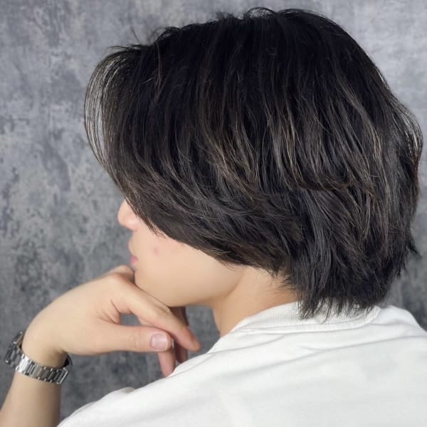 セミロングセンターパート