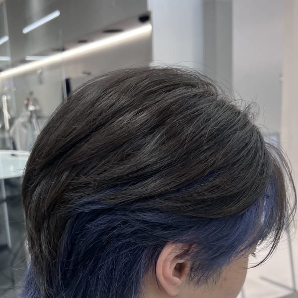 インナーカラー×ネイビーブルーカラー