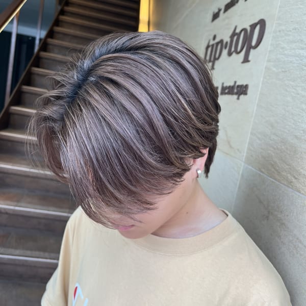 メンズセンターパート、ハイトーンカラー tiptop目白|tip・top目白店