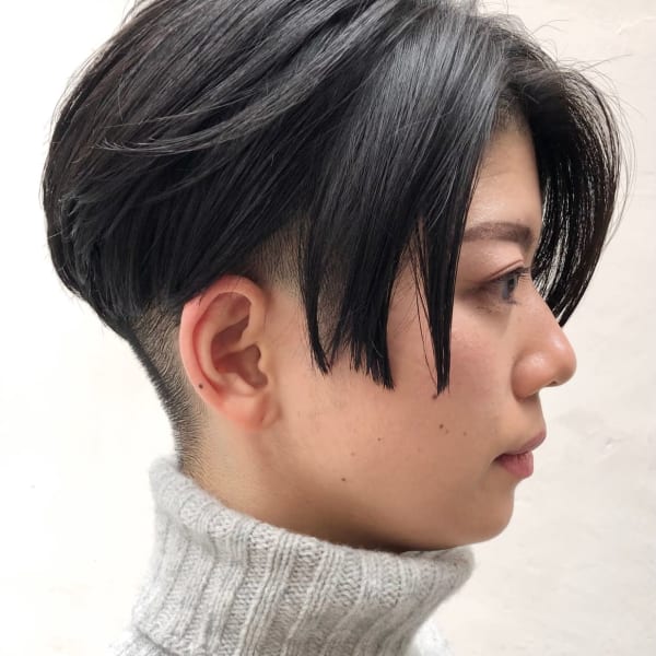 メンズライクショート刈り上げツーブロック 前下がりショート