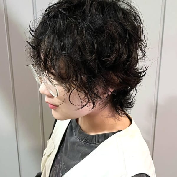 ショートパーマ　ショートレイヤー　ウルフ　ニュアンスパーマ