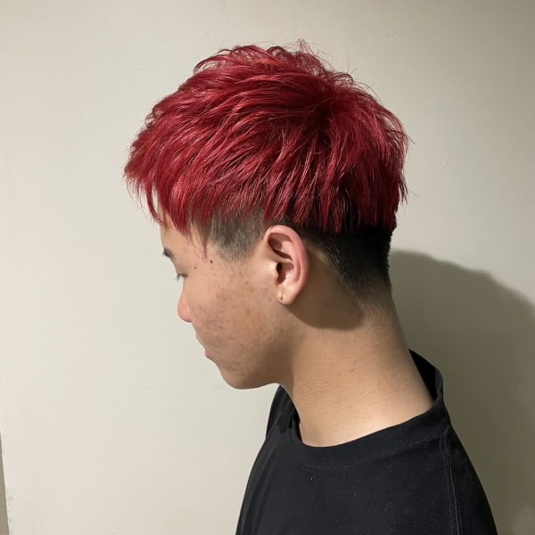 赤髪×メンズショート×刈り上げ×ツーブロック