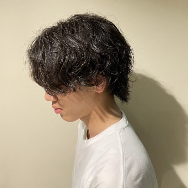 メンズウルフカット×パーマ×ツーブロック