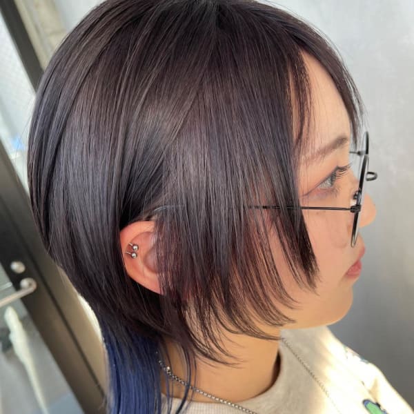 ショートウルフ/グレージュ/ネイビー/ブルー/ツートンカラー