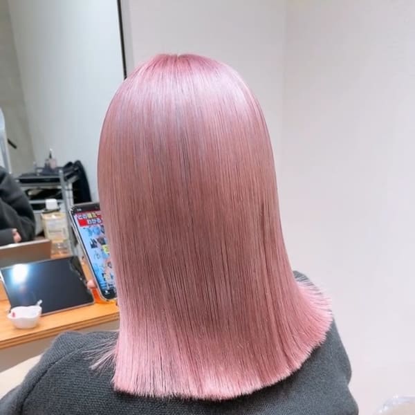 切りっぱなし＊ベビーピンクハイトーンカラーヘルシースタイル|ciqi